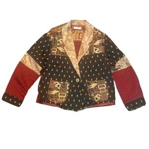 Vintage 90’s Sandy Starkman patchwork tapestry fabric embroidered crop jacket
